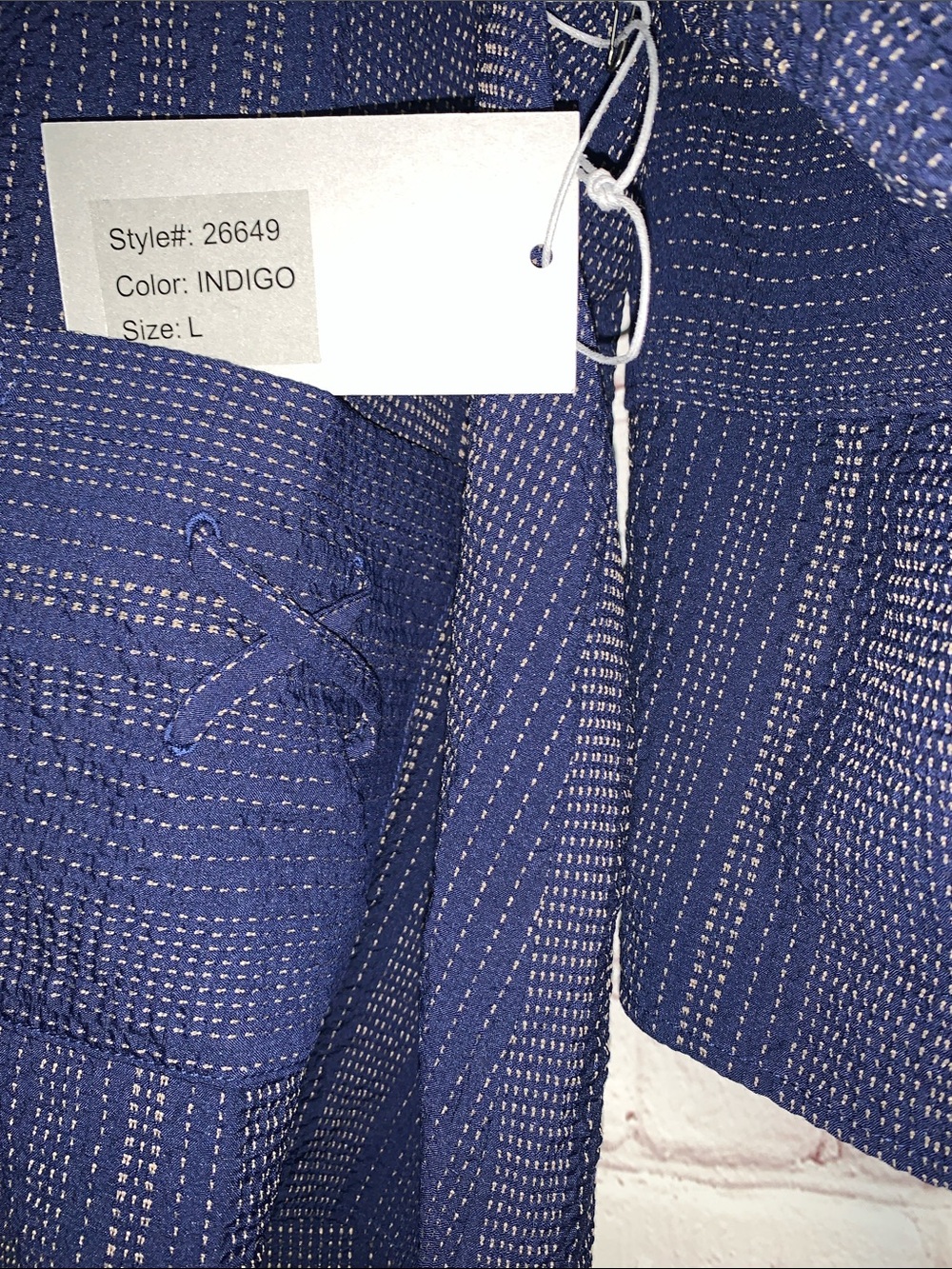 NEW Habitat Navy Blue Textured Split-Neck Tunic Size L - Picture 3 of 6